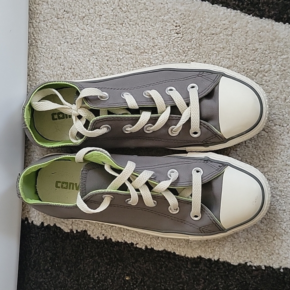 Converse All Star Gray Chuck Taylors with Double Tongue - Picture 2 of 7